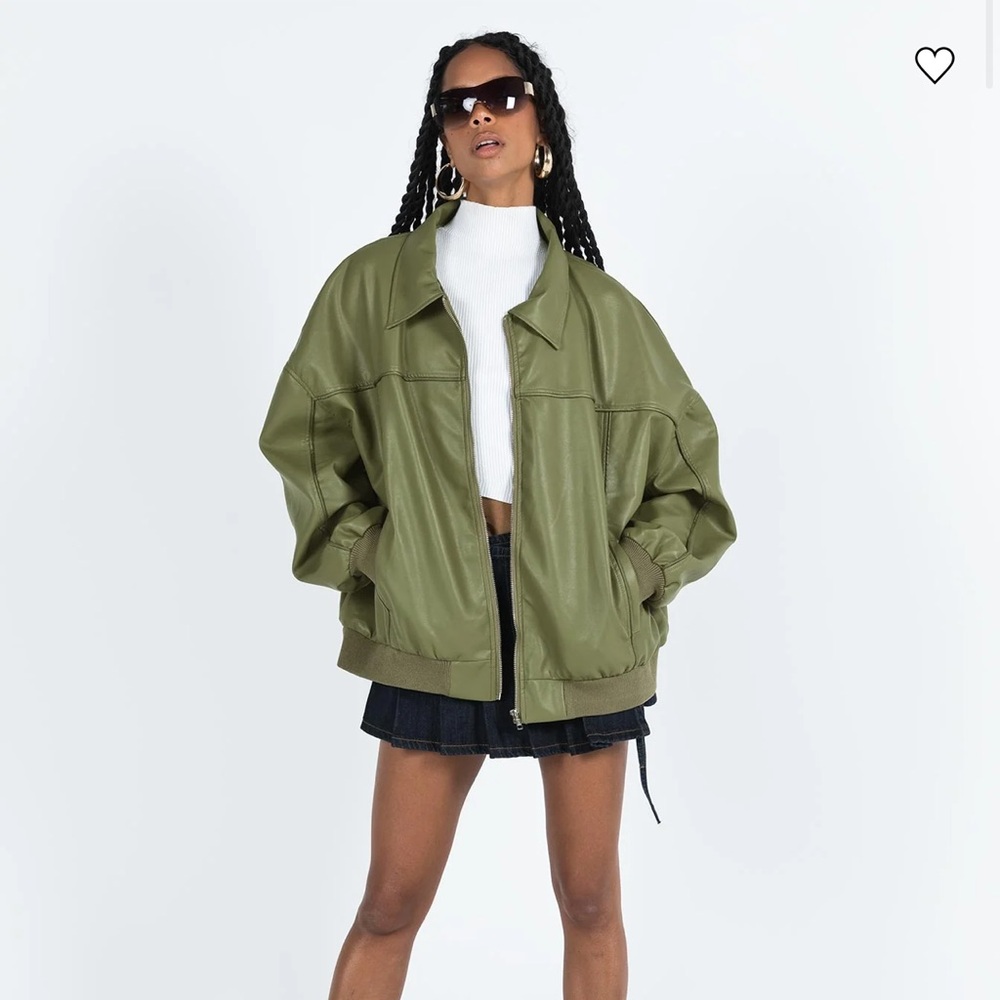 Princess Polly Olive Leather Jacket